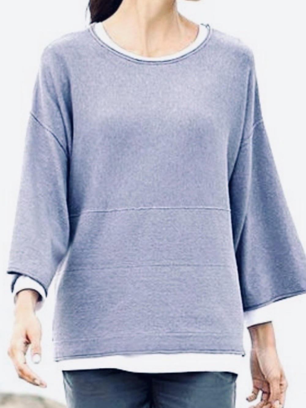 J. Jill Pure Jill Pullover Kimono Sweater Cotton Cashmere Blend Size XL lavender